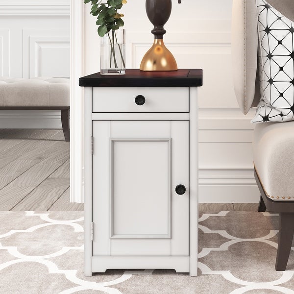 Livingroom End Table Sidetable Nightstand with USB Ports and Drawer