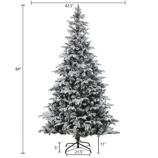 Prelit LED 7ft PE/PVC Artificial Snow Flocked Christmas Tree with Metal Stand