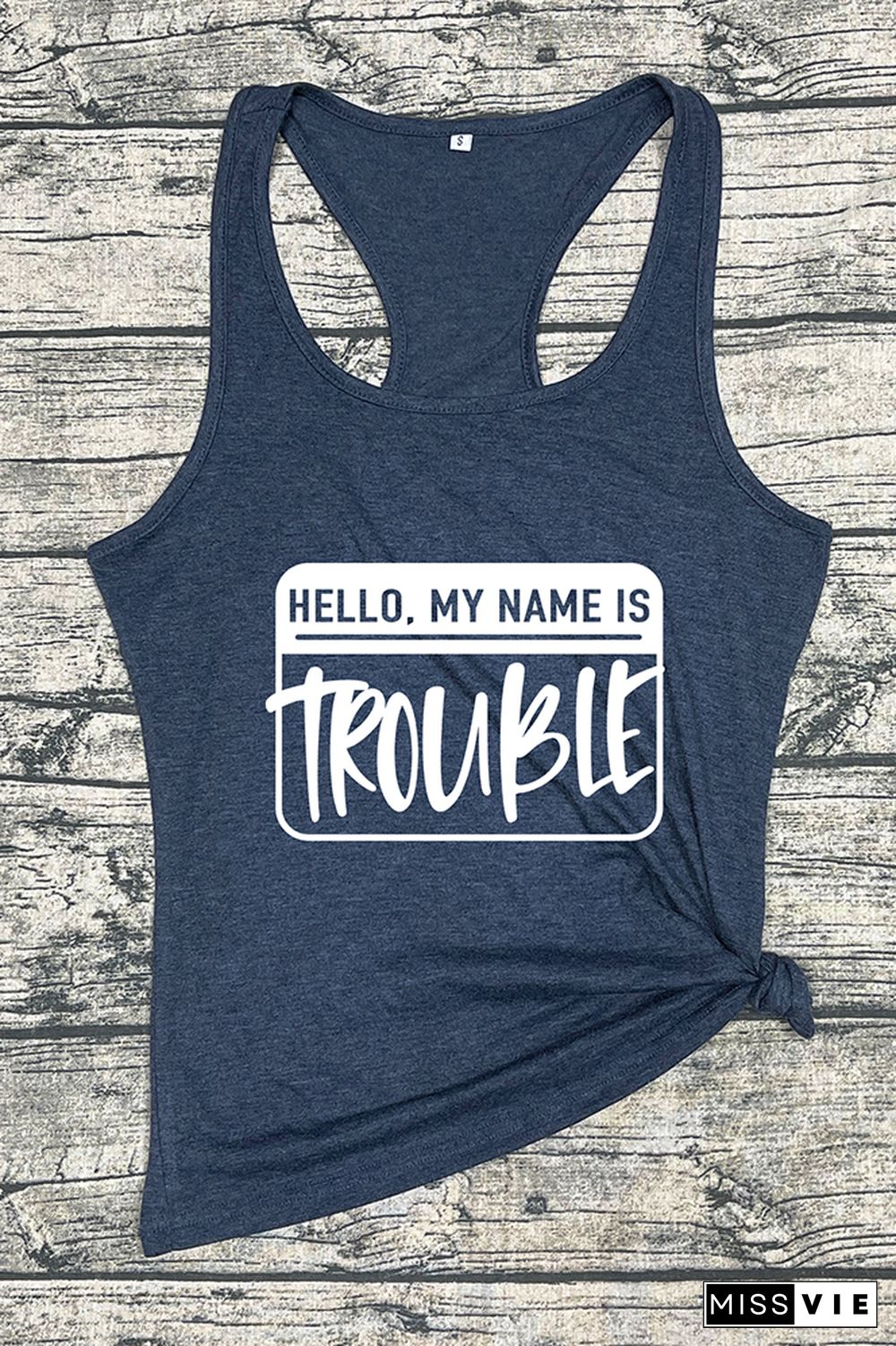 Hello My Name Is Trouble Sleeveless Tank Top Wholesale