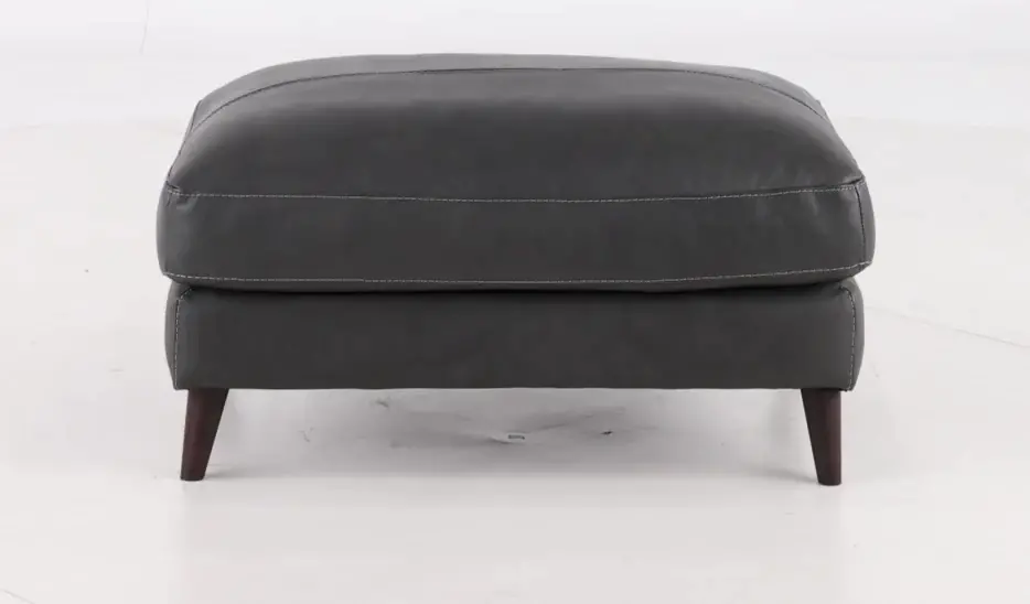 Caruso Gray Leather Cocktail Ottoman