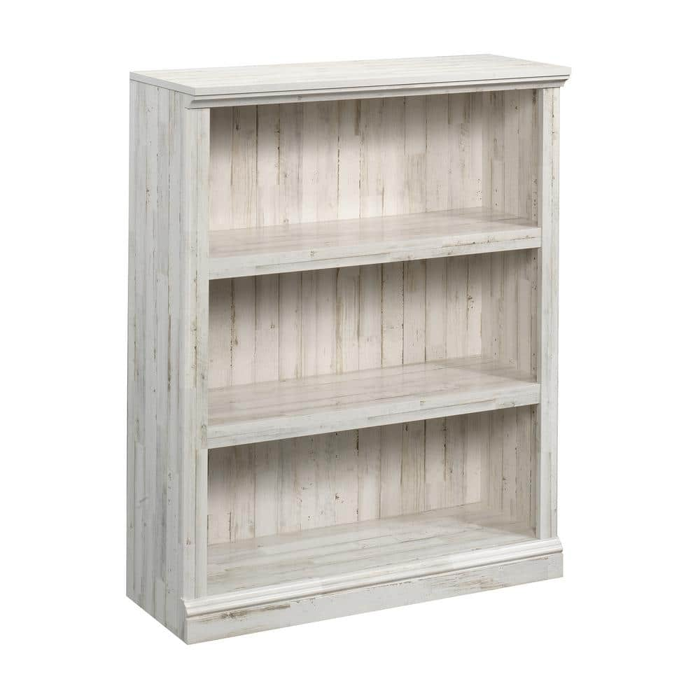 SAUDER 43 in. White Plank Engineered Wood 3-Shelf Bookcase 426427