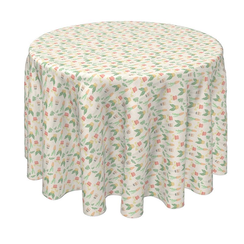 Round Tablecloth， 100% Polyester， 70 Round， Potted Plants