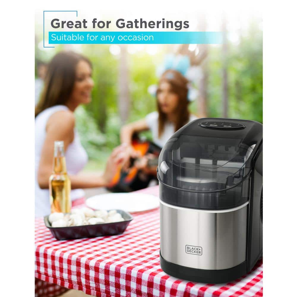 BLACK+DECKER 26 lb. Capacity Portable Ice Maker in Stainless Steel BIMH326S