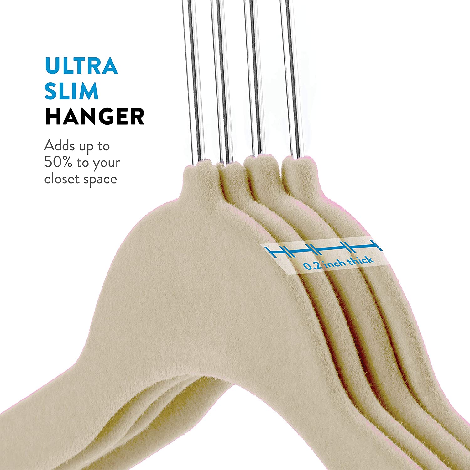 Zober Non-Slip Velvet Hangers - Suit Hangers (50-pack)， Ivory