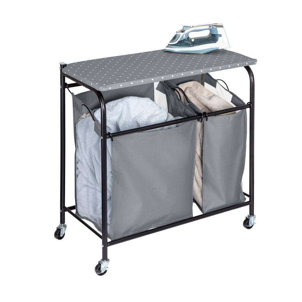 Honey-Can-Do Gray Steel Uneven Clothes Sorter with Ironing Board SRT-09451