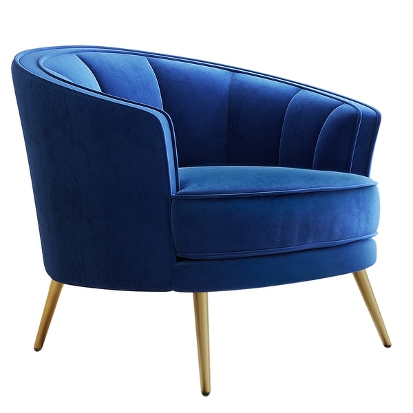 Modern Velvet Tub Barrel Leisure Accent Chair with Steel Legs