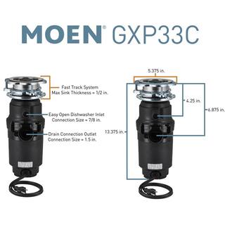 MOEN Lite Series 13 HP Continuous Feed Garbage Disposal with Power Cord and Universal Mount (2-Pack) TGXP33C-2PK