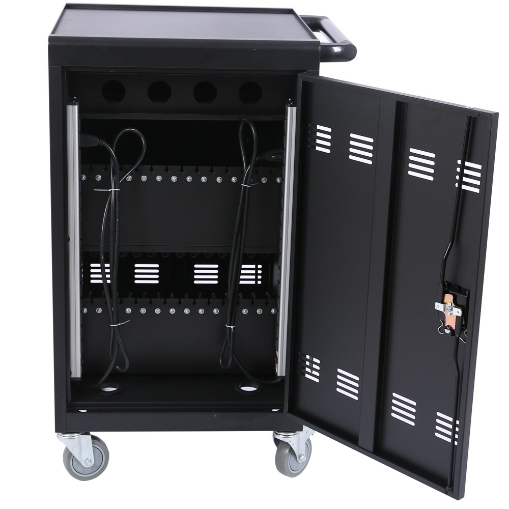 Mobile 3 Tier Steel Portable Charging Cart and Cabinet for Tablets Laptops 30 Device(B30PLUS) with Wheels