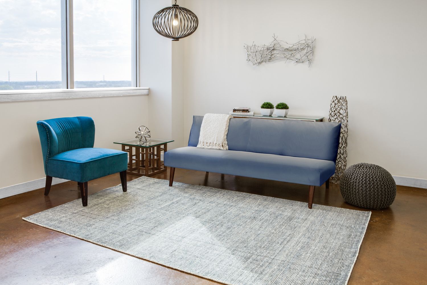 Mazen Gray and Blue Rug by BD Fine