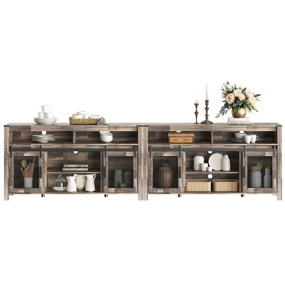 Buffet Cabinet Sideboard with Doors and Shelf  Farmhouse Industrial