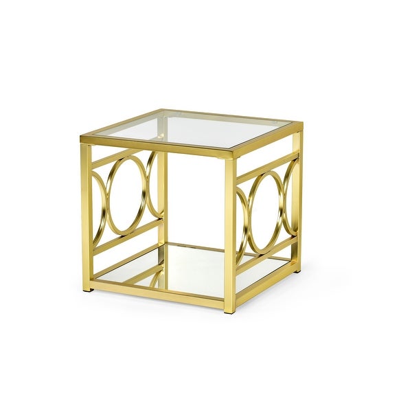 Oria Modern Tempered Glass and Gold Metal End Table by Greyson Living