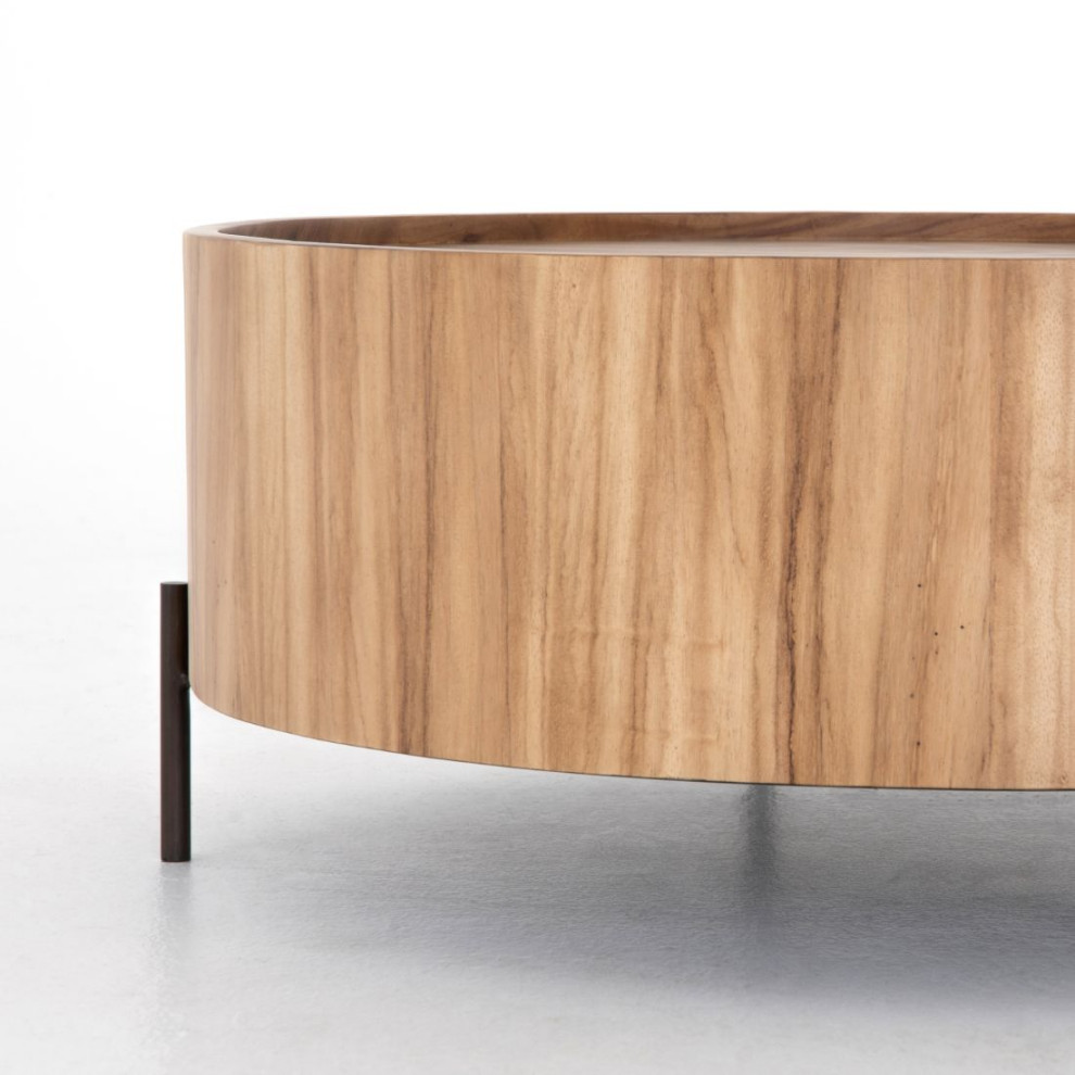 Lunas Natural Wood Drum Coffee Table 40 quot  Midcentury   Coffee Tables   by Zin Home  Houzz