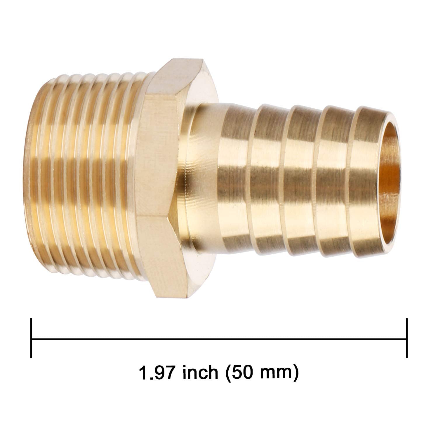 U.S. Solid 1pc Brass Hose Fitting， Adapter， 3/4