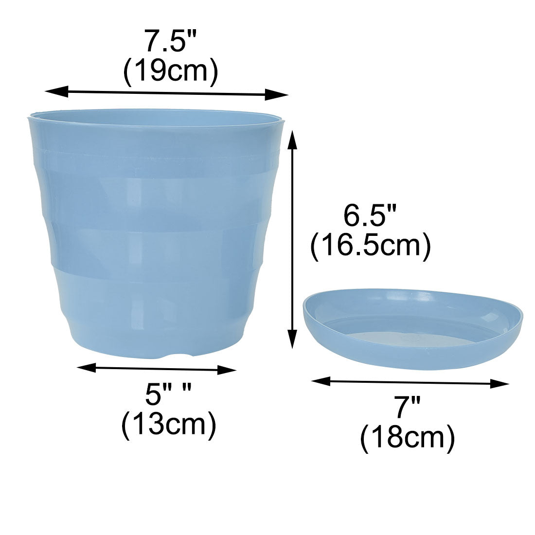 Unique Bargains Home Balcony Garden Plastic Round Plant Planter Container Flower Pot Sky Blue