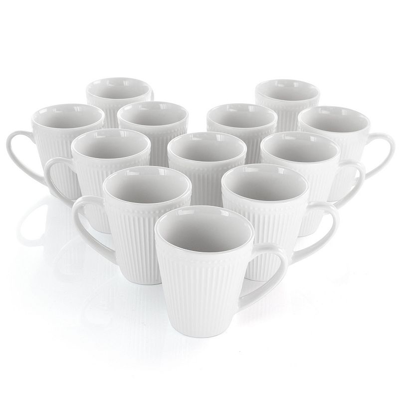 Elama Madeline 12 Piece Porcelain Mug Set in White