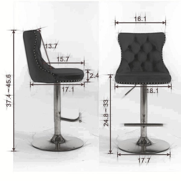 Swivel Velvet Barstools Adjusatble Seat Height