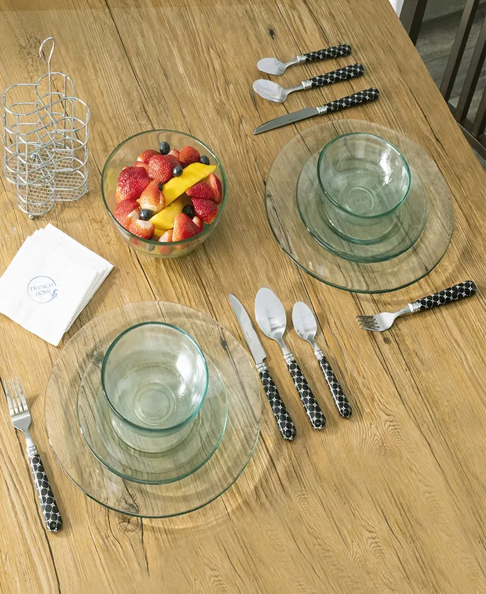 French Home Bistro Abstract Butterfly Stainless Steel 16 Piece Flatware Set Service for 4