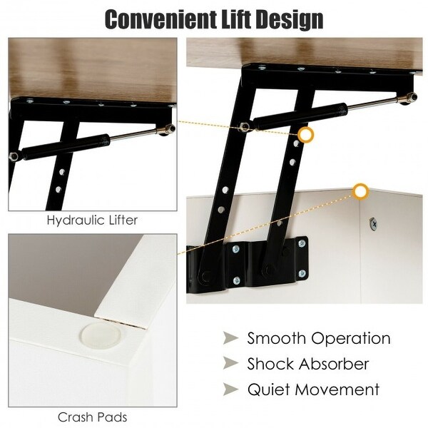 43 Inch Lift Top Coffee Table with Storage Compartment and Metal Frame - 43