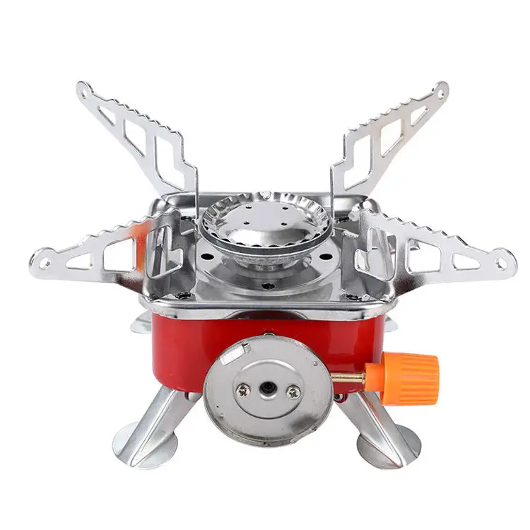 Outdoor Hiking Mini Square Stove Portable Folding Windproof Camping Gas Stove