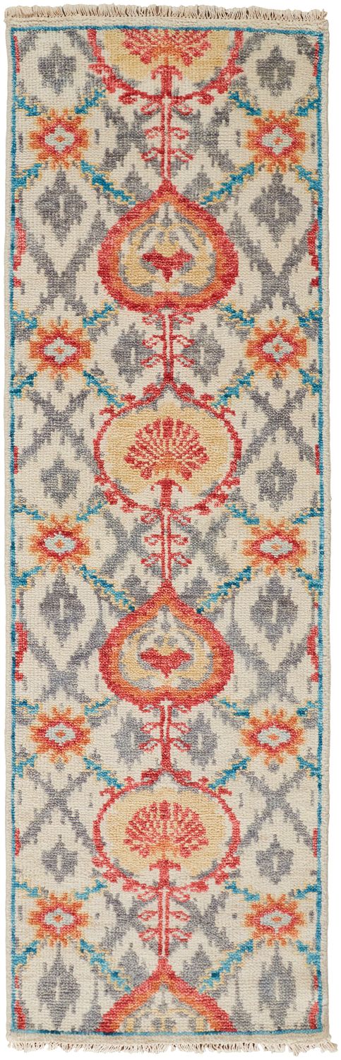 Bennet Hand Knotted Orange and Gray Rug by BD Fine