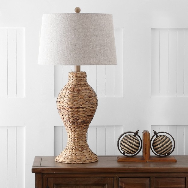 Elicia Seagrass Weave Table Lamp includes Led Light Bulb Brown Jonathan Y