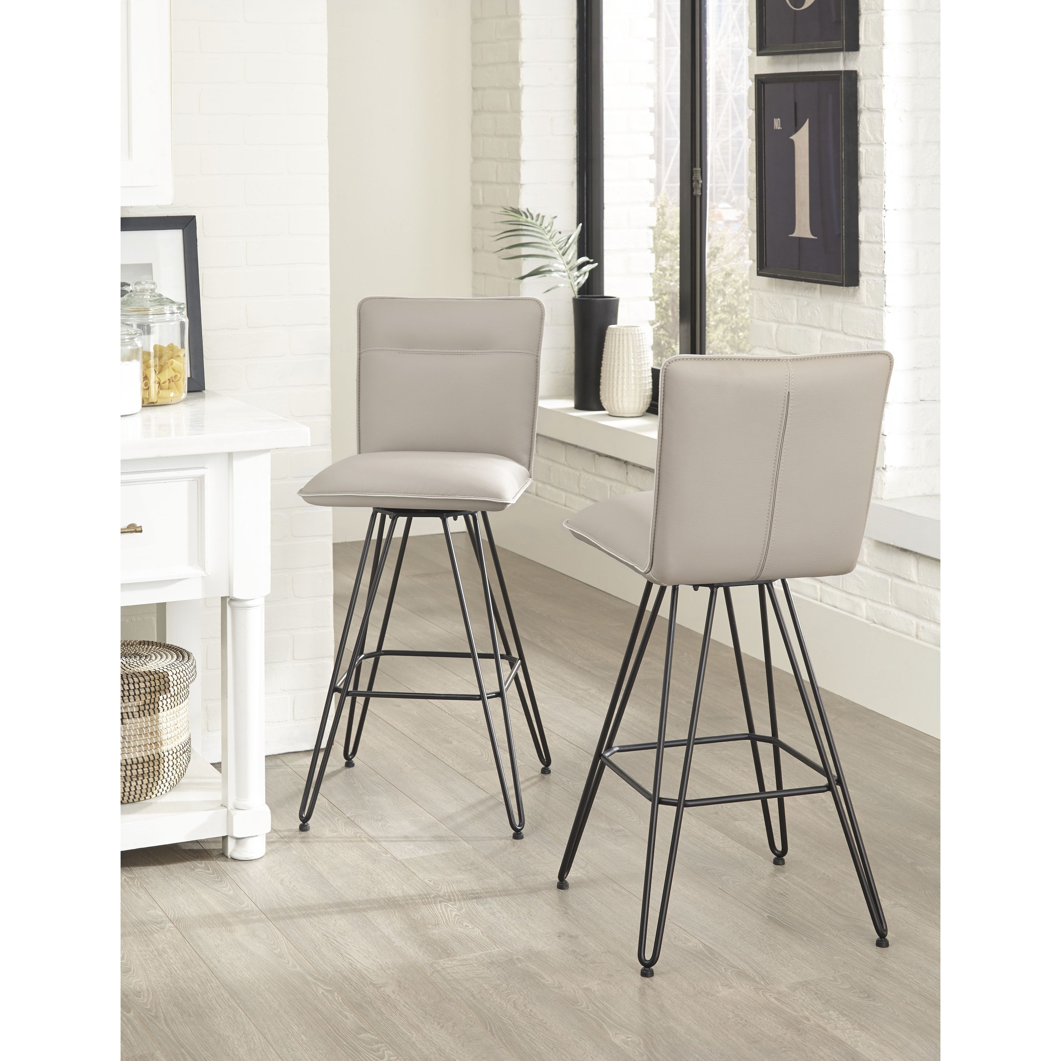 Demi Hairpin Leg Swivel Bar Stool in Taupe