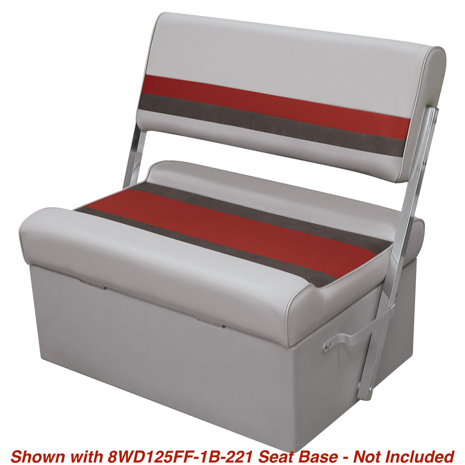 Wise 8WD125FF-1012 Deluxe Series Pontoon Flip Flop Bench Seat and Backrest Cushion Set， Grey/Red/Charcoal