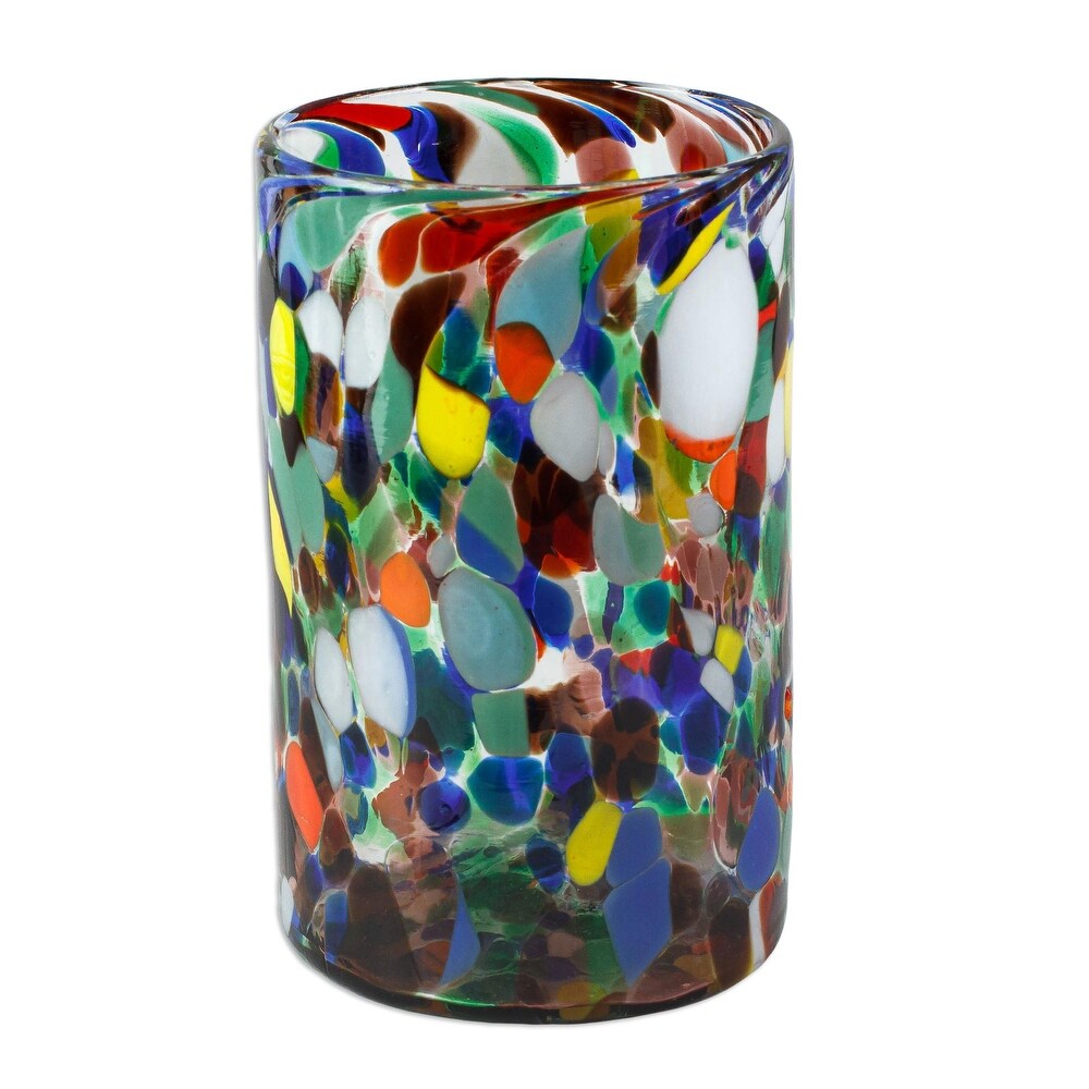 Novica Handmade Large Mod Spots Glass Tumblers (Set Of 6)