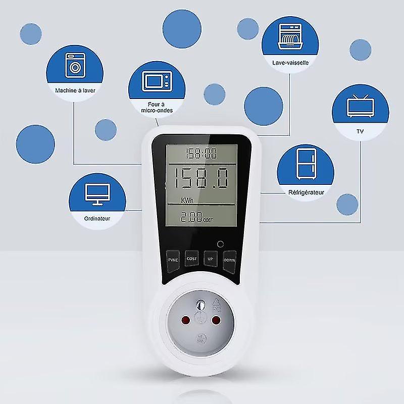 Electric Power Consumption Meter， Wattmeter Electricity Usage Monitor Socket With 7 Monitoring Modes， Overload Protection， 3680w Qyroadwolf