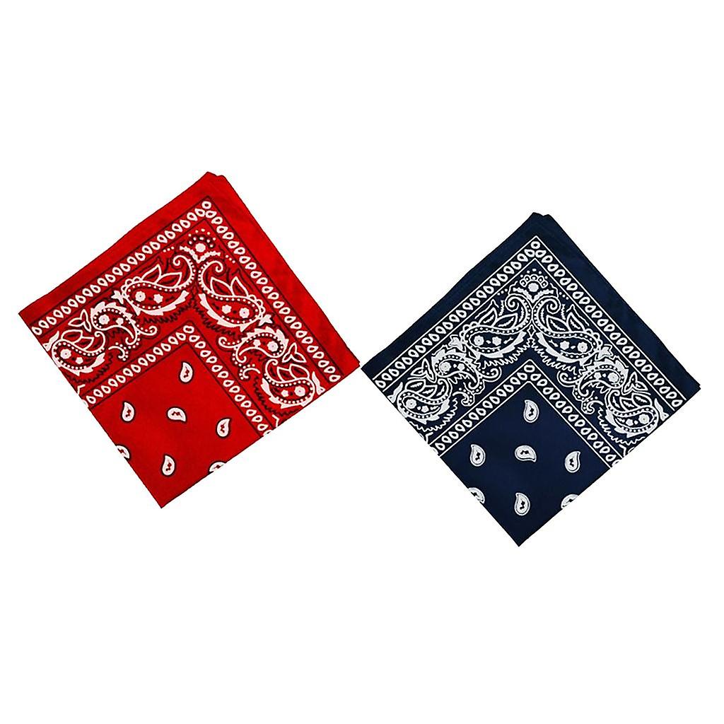 2x Unisex Cotton Double Sided Paisley Print Bandana Head Wrap Handkerchief