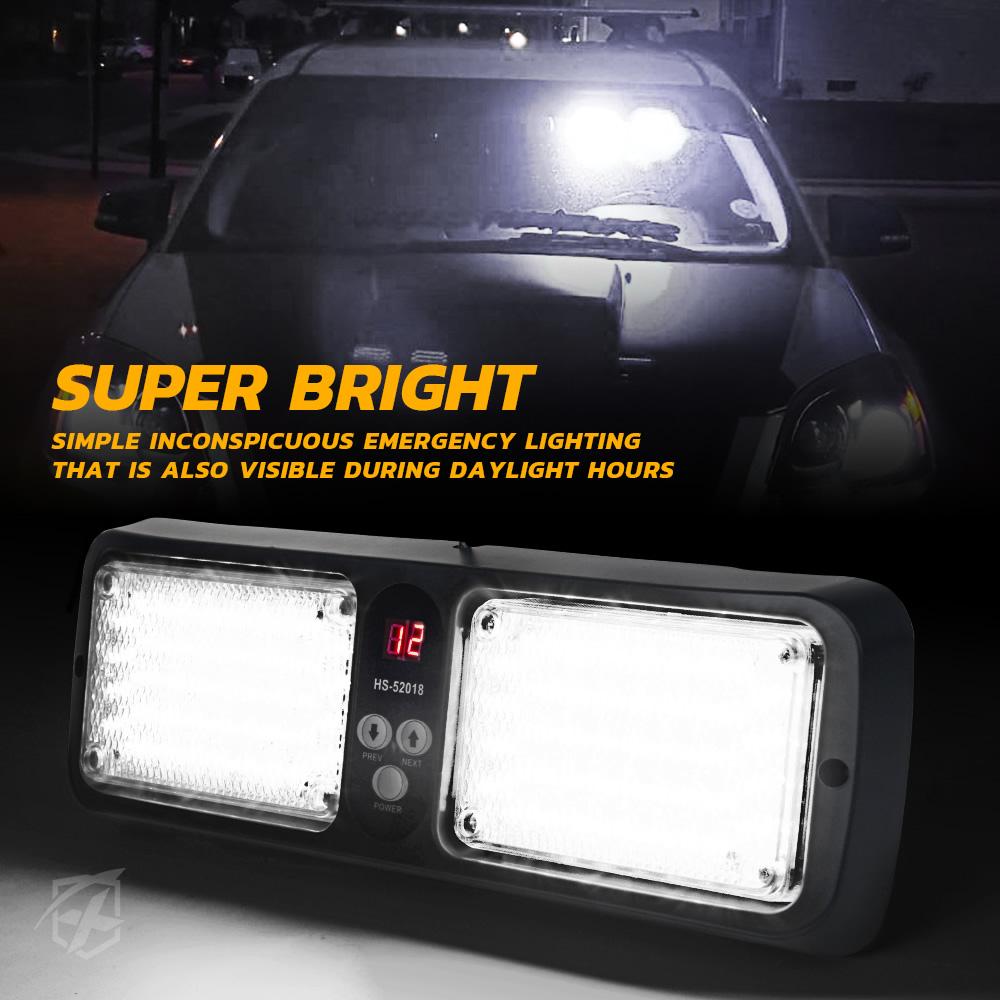 Xprite 86 LED Trap Series Sun Visor Windshield Dash Security Strobe Flash Light - White