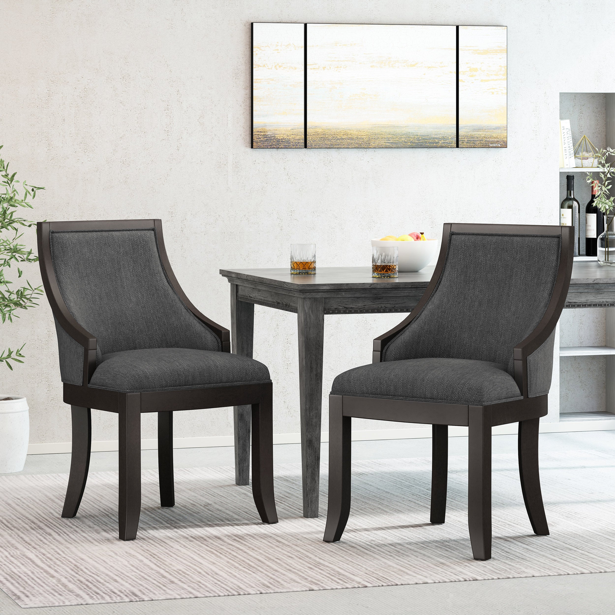 Monita Contemporary Upholstered Birch Wood Dining Chairs, Set of 2