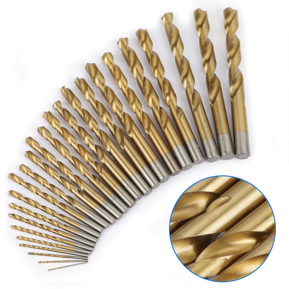 25pcs High Speed Steel Twist Drill Bit 1mm-13mm Drill Bits Straight Shank (Gold)