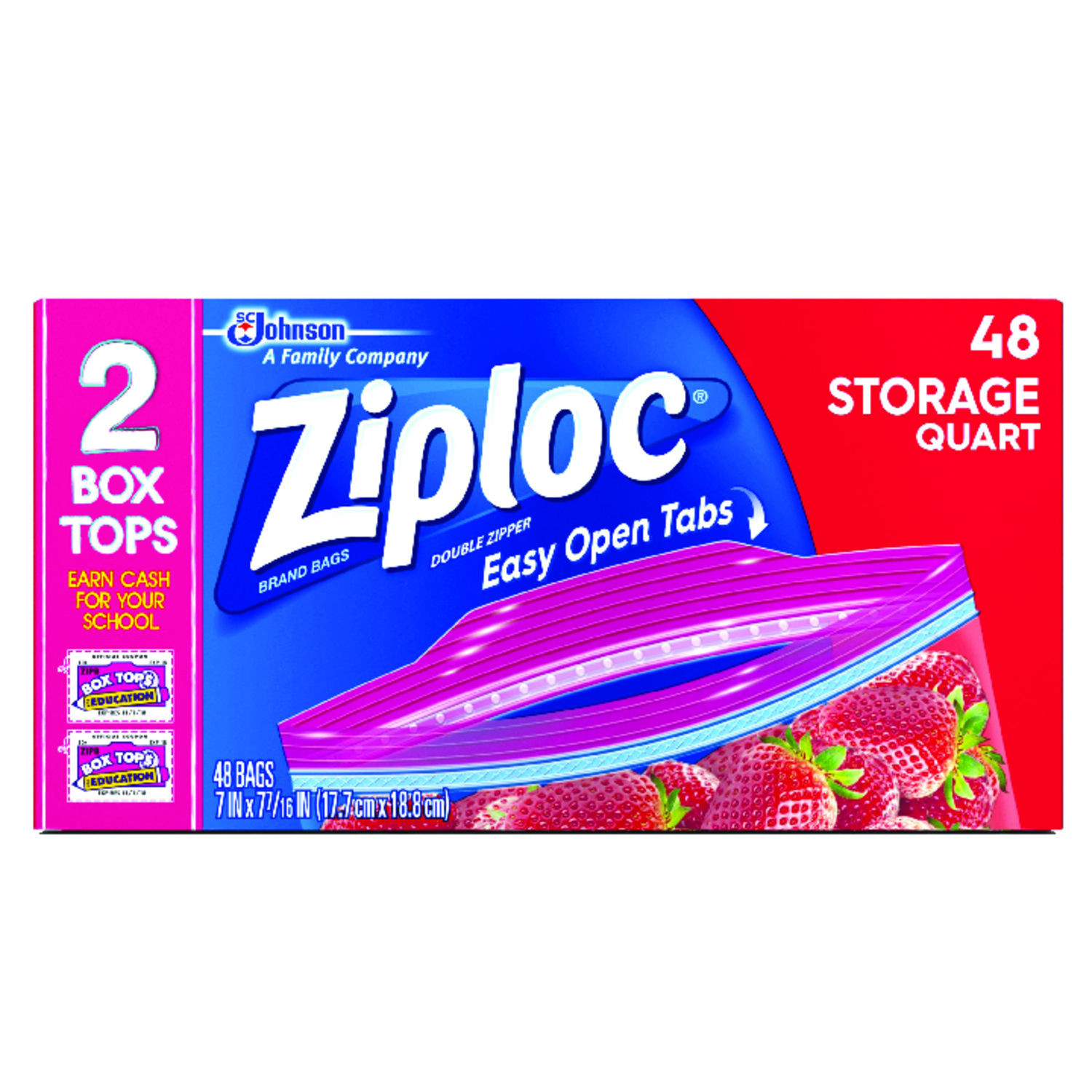 Ziploc 1 qt Clear Food Storage Bag 48 pk