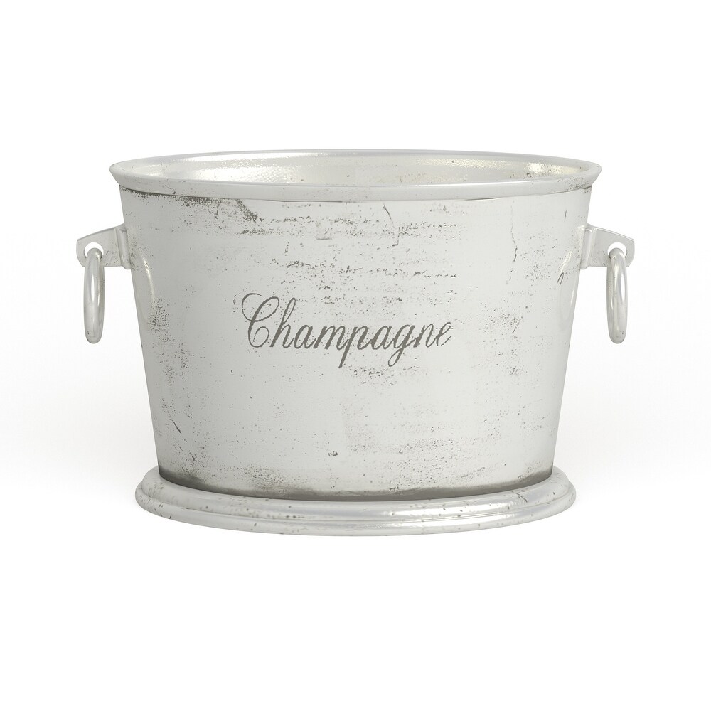 Silver Aluminum Champagne Text Ice Bucket