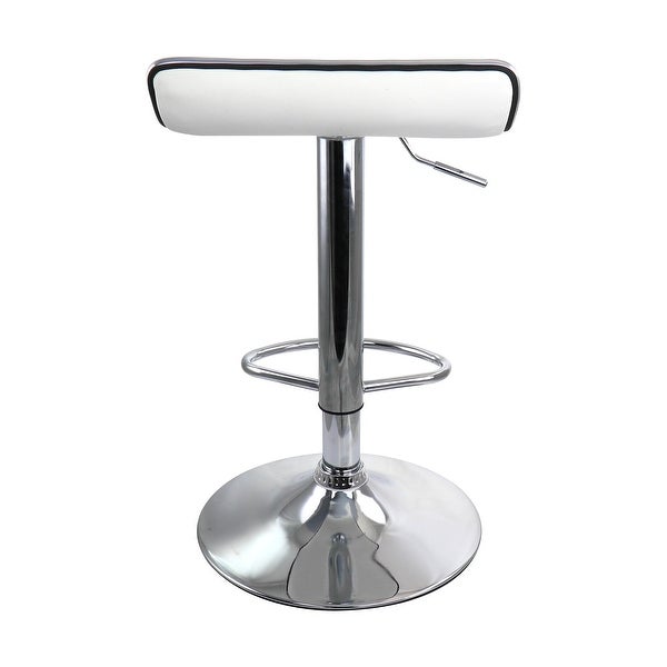 Elama 2 Piece Tufted Faux Leather Adjustable Bar Stool with Low Back in White with Chrome Base