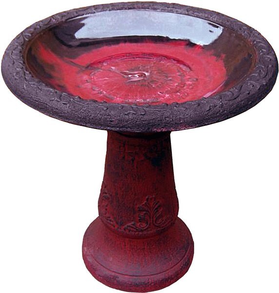 Exaco Scroll Vine Marbleized Bird Bath， 2-gal