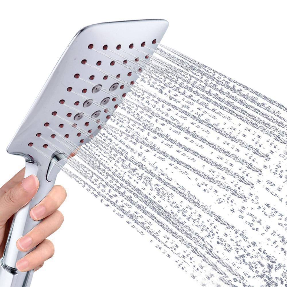 Aurora Decor ACA 3-Spray Patterns with 1.8 GPM 5 in. Rectangle Wall Mount Handheld Shower Head with Hose in Chrome SFMSHD2B12BN