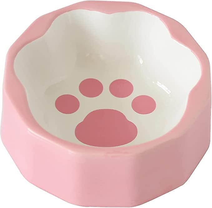 Ceramic Pet Bowls ， Small Cat Food Dishes For Indoor Cats， Cat/dog Bowls For Food And Water， Relief Whisker Fatigue Cat Bowls， Cute Paw Shaped Kitten