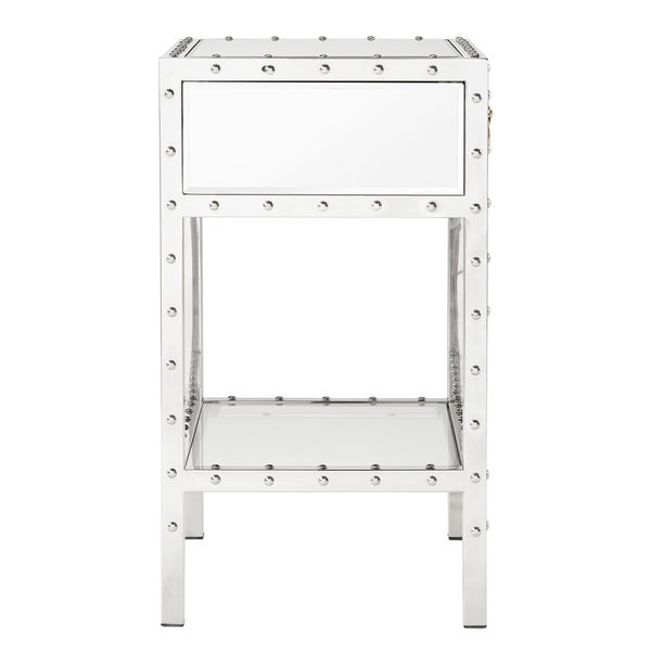 Carter Riveted Stainless-Steel Mirrored Accent Table by iNSPIRE Q Bold