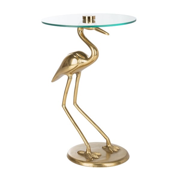 SAFAVIEH Tori Crane Base Accent Table - Gold / Glass - 14.5