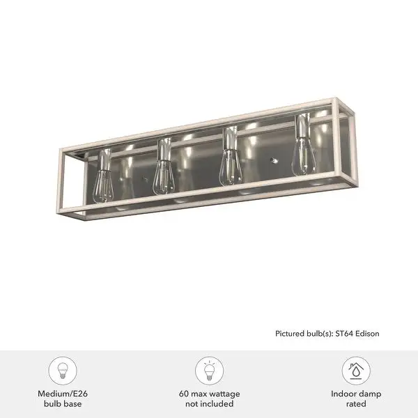 Hunter Squire Manor 4-Light Vanity Wall Light Damp Rated, Modern Farmhouse