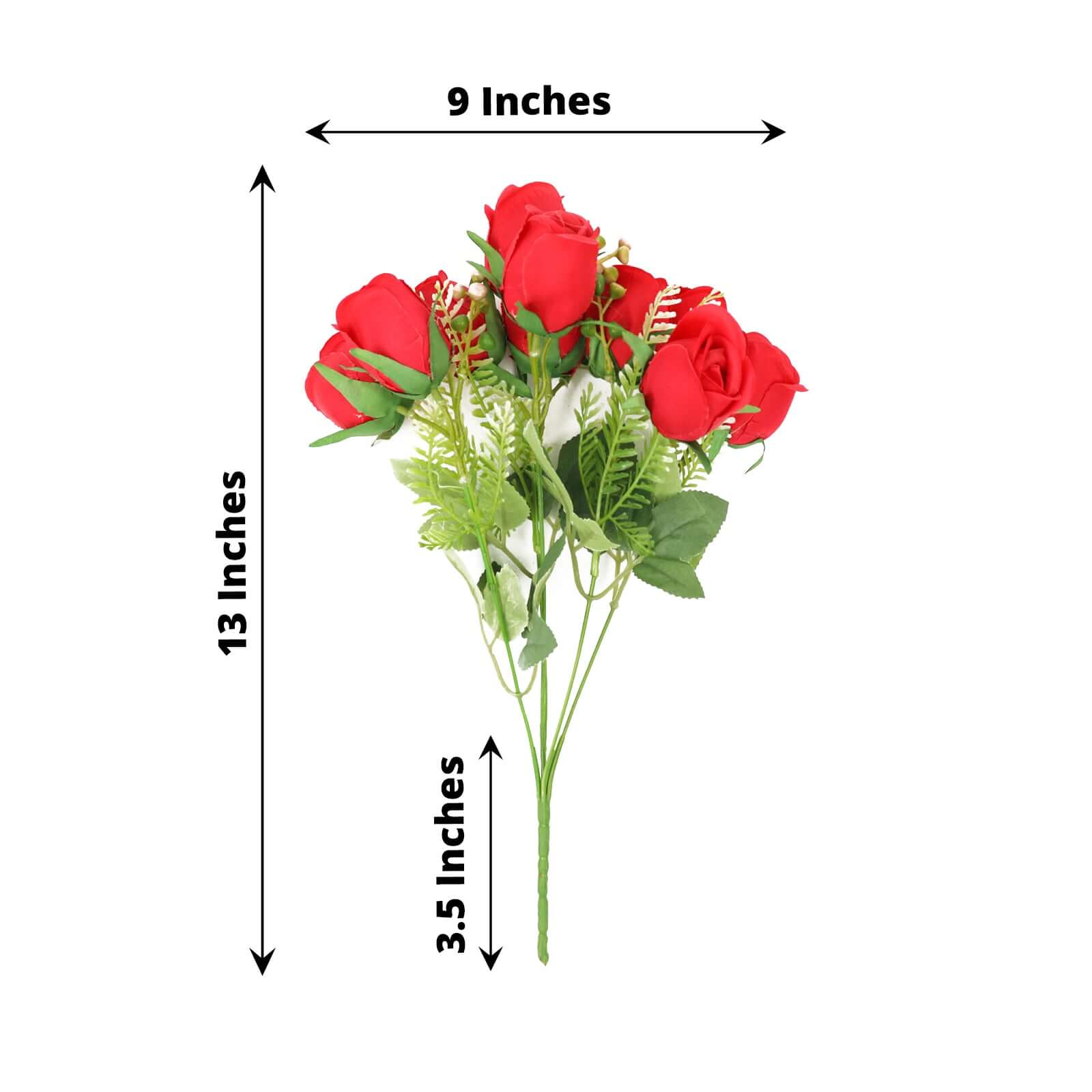 3 Pack Red Real Touch Artificial Rose Bud Flower Bridal Bouquets, Silk Floral Bush Arrangements 13