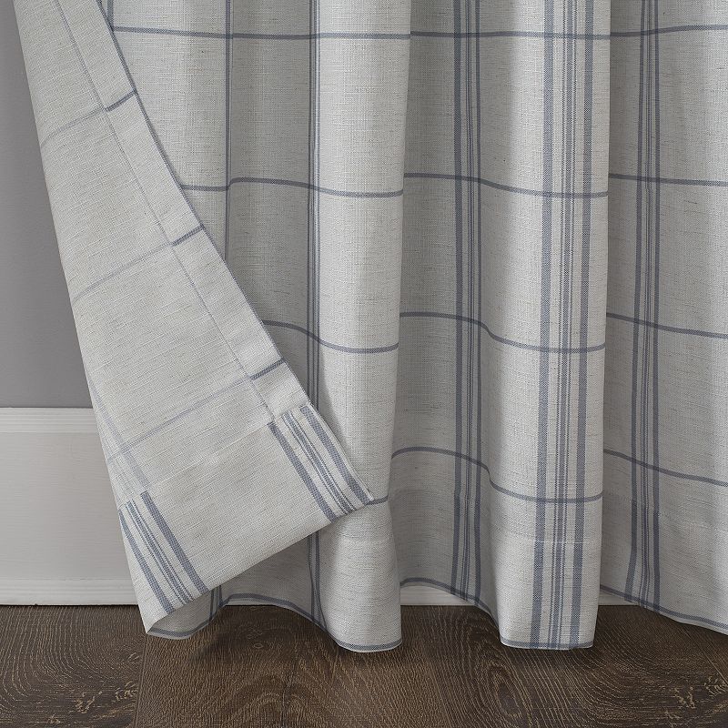 No. 918 Castille Farmhouse Plaid Linen Semi-Sheer Rod Pocket Curtain Panel