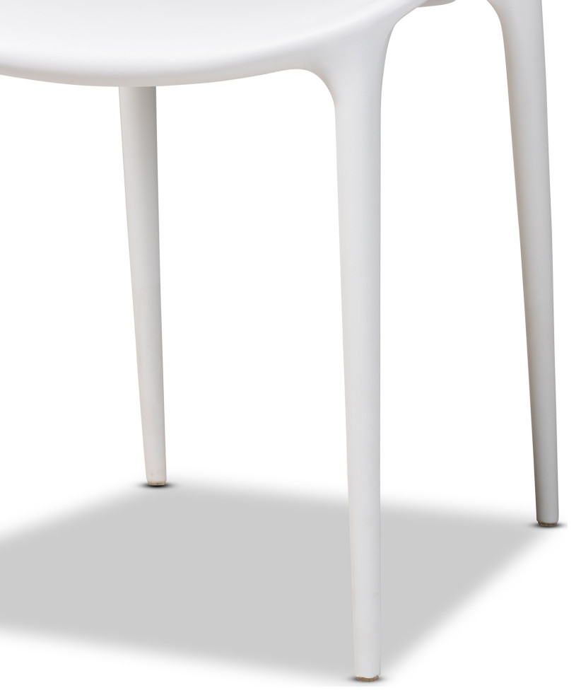 Landry Modern White Finished Plastic 4 Piece Stackable Dining Chair Set   Midcentury   Dining Chairs   by Ezmod Furniture  Houzz