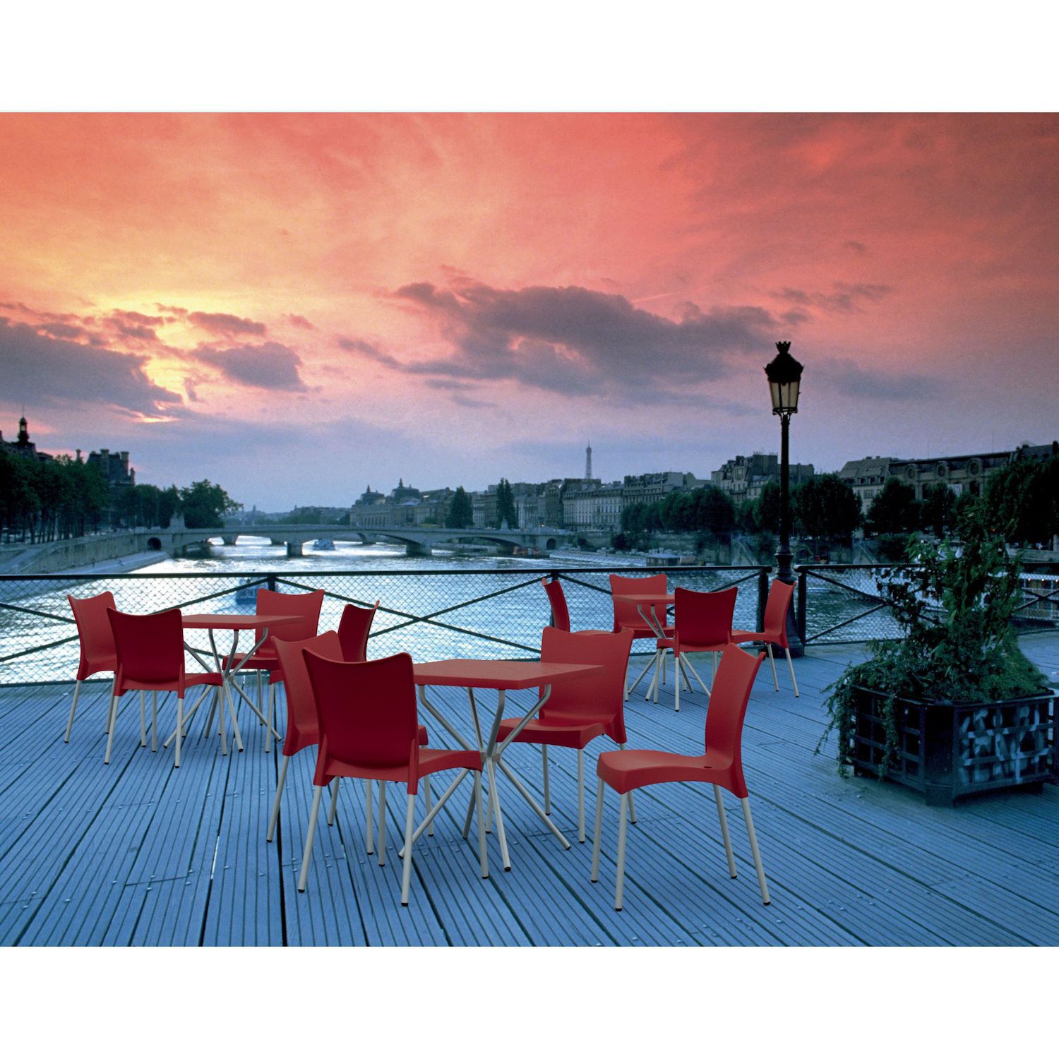 33.25 Red and White Stackable Outdoor Patio Dining Chair