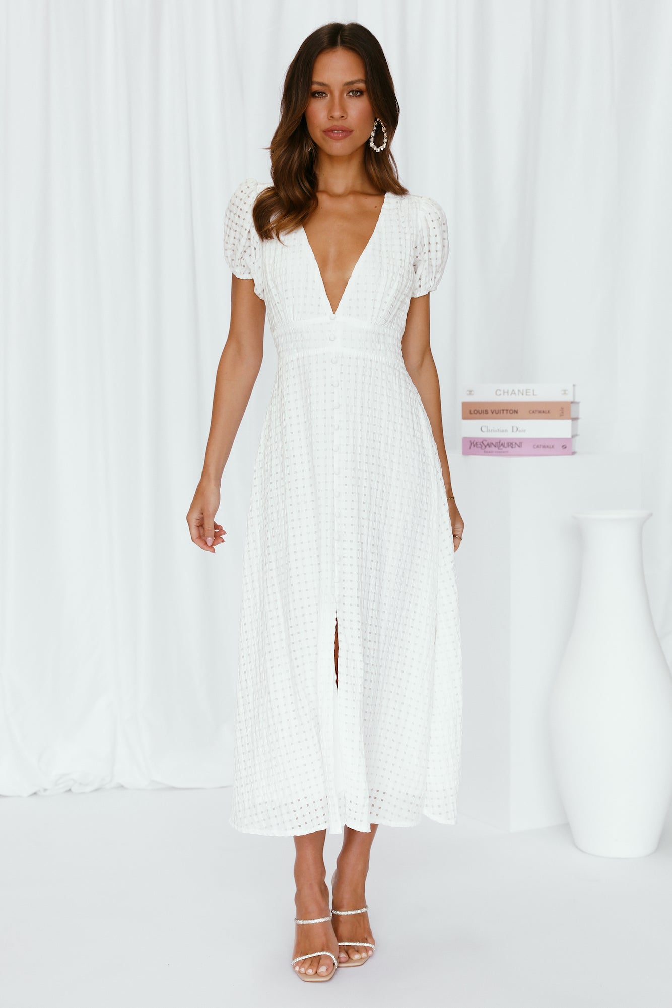 With Peace Midi Dress White