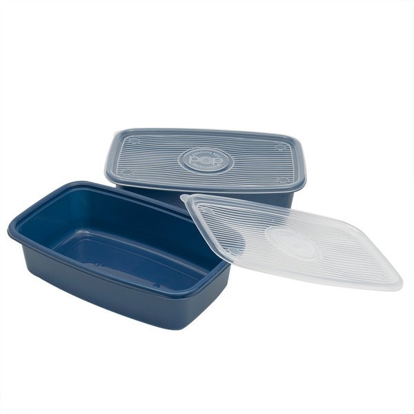 4 Piece Rectangular Plastic Meal Prep Set， (91.3 oz)， Blue