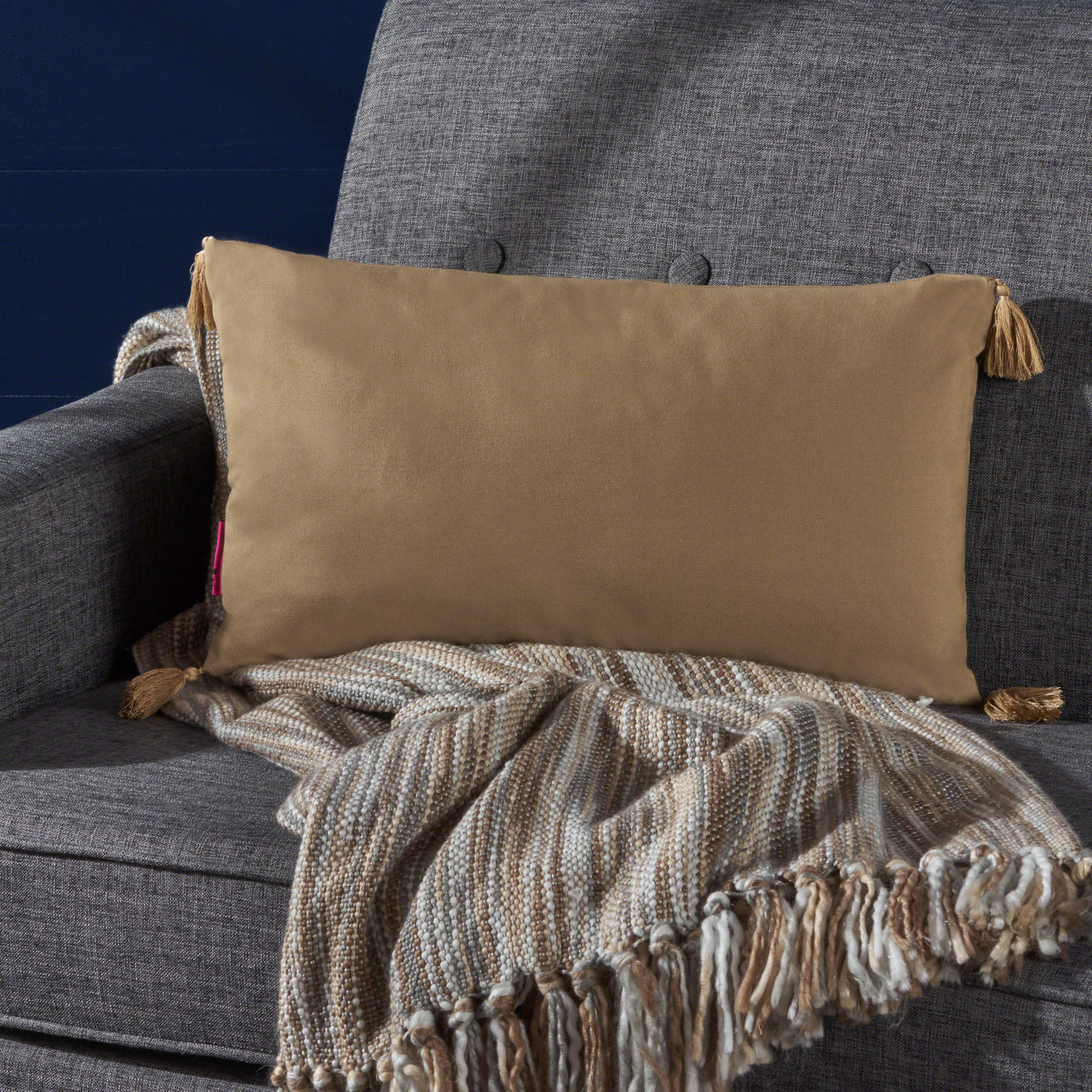 Noble Fabric Tassel Rectangular Throw Pillow