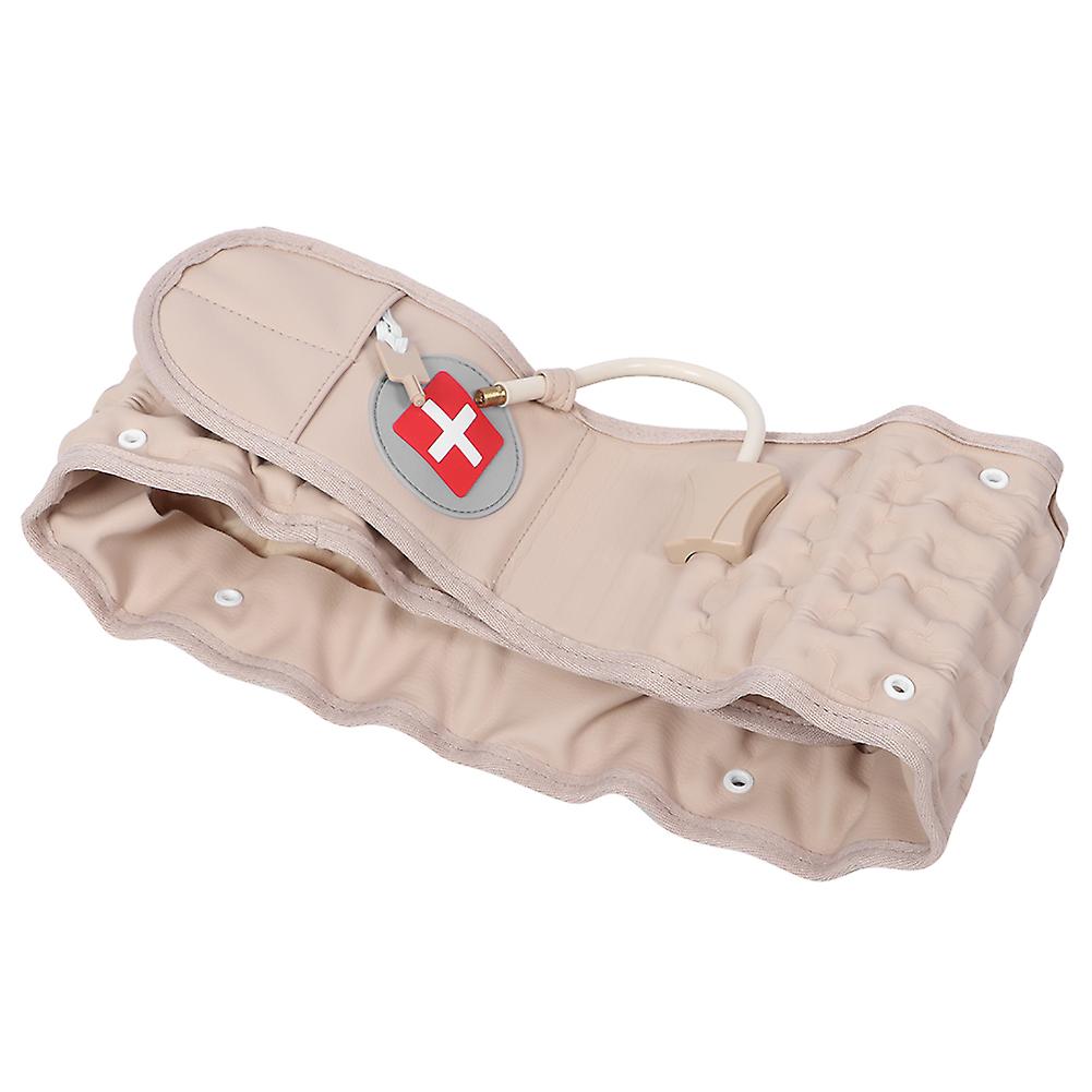 Lumbar Inflatable Traction Belt Support Back Pain Strain Relief Waist Belts Massagerbeige One Size